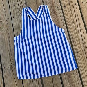 Ladies J CREW Stripe Beach Blanket Bingo Linen Strappy Tank Top S Part Of Set